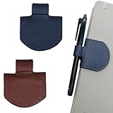 2 unidades Marcador magnético personalizado de cuero Marcadores magnéticos con anilla para bolígrafo Cuero Marcador personalizado Estilo retro Regalos para amigos, lectores, profesores (marrón + azul)