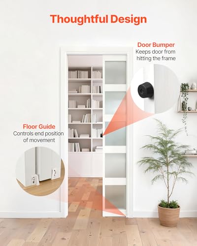 Image of VEVOR Sliding Pocket Door Hardware Track Kit, 56.73 inch Pocket Door Track Kit with Soft Close Mechanism for Smooth and Quiet Sliding, Easy to Install, for 1 inch to 1 3 /4 inch Thickness 30 inch Width Single Door