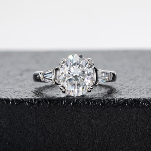Round Cut Moissanite 3 Stone Engagement Rings D Color VVS1 Emerald Cut 925 Sterling Silver Anniversary Wedding Promise Ring for Women2
