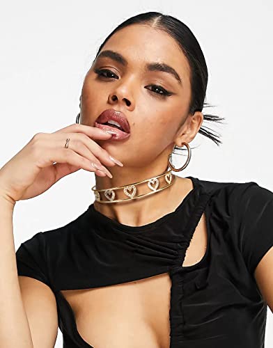 Uqje 2Pcs Gold Necklace Rhinestone Open Collar Statement Necklace Torque Chocker Collar Chunky Necklace For Women #TOP2