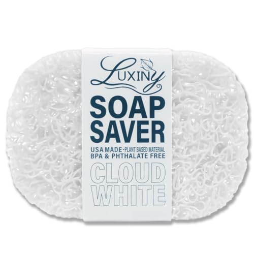 Soap Savers for Bar Soap, American Made by Luxiny, Lifts Soap in Soap Dishes & Shower Soap Holders -Handmade Soap Lasts Longer -Made from Plant Based Materials (Cloud White)