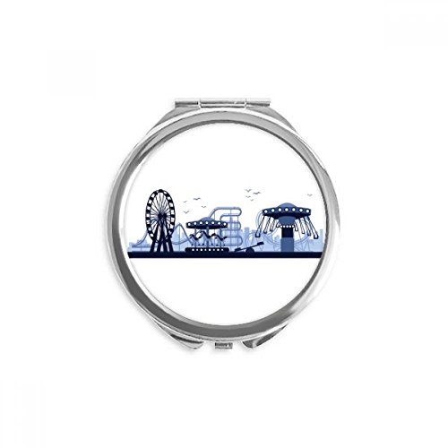 Miroir de maquillage de poche ultra fin motif bleu multicolore pour sac