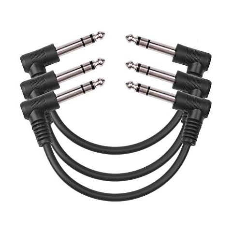 iYueMps 3Pack Guitar Patch Cable, 15cm Guitar Bass Effects Pedalboard Patch Cable Cord 1/4 inch 6.35mm Right Angle Stereo Plugs Instrument Cable Cover