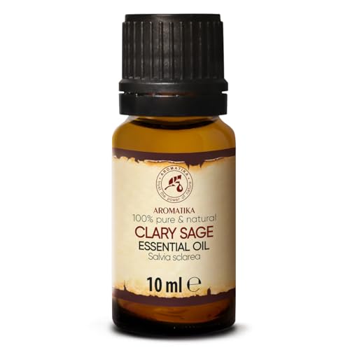Clary Sage Essential Oils 10ml - Glasflaska - Salvia Sclarea för Skönhet Aromaterapi - Aroma Diffuser - Rumsdoft