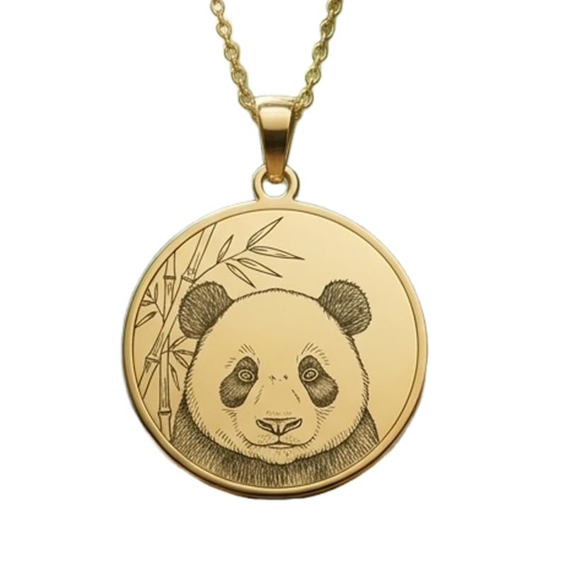 Pendentif panda gravé et sa chaîne maille forçat pour votre style quotidien