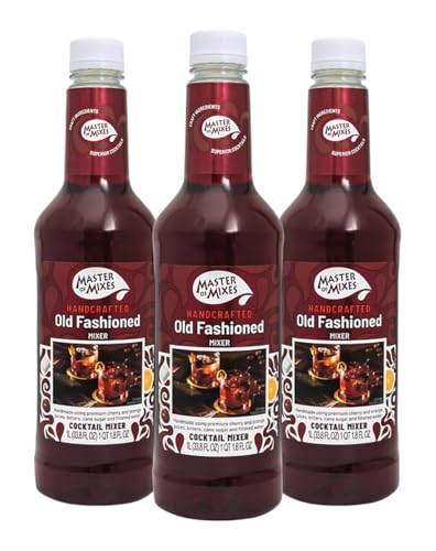Master of Mixes Old Fashioned Drink Mix, Ready To Use, 1 Liter Bottle (33.8 Fl Oz), Pack of 3