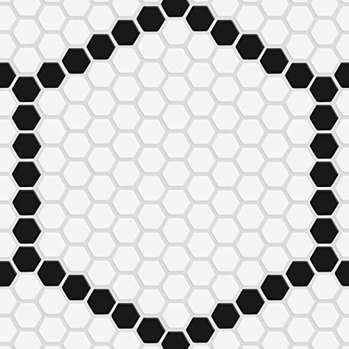 Merola Tile Metro Geo 1' Hex Matte White w/Black Edge 10-1/2' x 11-5/8' Porcelain Floor and Wall Tile