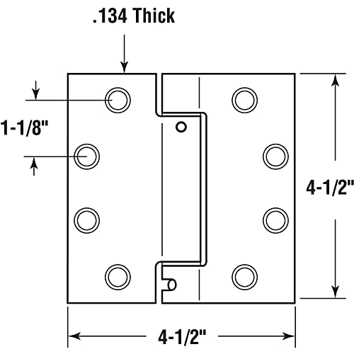 Prime-Line U 1158483 Door Hinge Commercial Ul Adjustable Self-Closing Spring Hinge, 4-1/2 In. X 4-1/2 In. With Square Corners, 4 Holes Per Leaf With Screws, Matte Black Finish, .134 In. Gauge (3 Pack) #TOP2