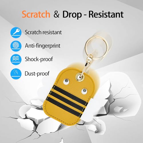 Image of Leather Keychain Case Holder Compatible with Apple AirTag, GPS Airtag Keychain Finder Tracker with Key Ring, Anti-Scratch Protective Air Tag Cover | Leather