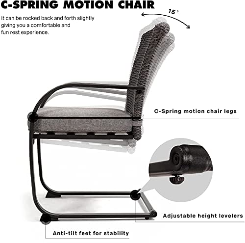 Grand Patio 2 Pieces Dining Wicker Chair Set,Outdoor Dining Set,Steel Frame Rocking Chair With Cushion For Conversation For Yard,Garden,Backyard, Deck,Bistro(Grey) #TOP1