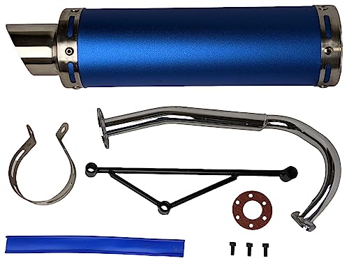 RedCap High Performance Exhaust System Muffler for GY6 50cc Scooter Moped TaoTao Jonway Kymco 139QMB (Blue)