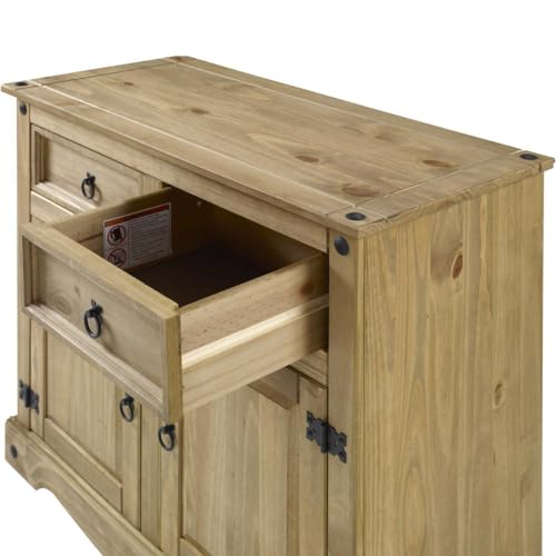 Image of Furniture Dash Solid Wood Sideboard Buffet 35.8 inch W, 16.9 inch D, 31.6 inch H - Wooden Storage Cabinet, Cupboard Console Table, Ideal for Living Room, Kitchen Island, Dining Room