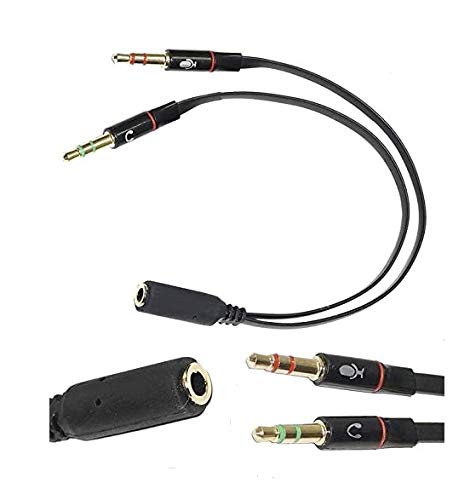 Two Male to One Female 3.5mm Headphone Earphone Mic Audio Y Splitter Cable Cord Wire for PC Laptop