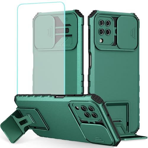 Coque Samsung M42 5G béquille intégrée et housse caméra coulissante anti-choc