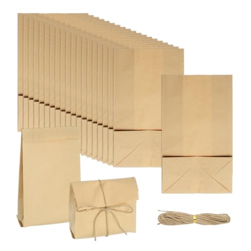 Sacs en papier kraft PATIKIL 11"x5.9" anti-gras avec corde jute pour savon (50 Pcs)