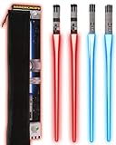 LIGHTSABER CHOPSTICKS LIGHT UP STAR WAR LED Glowing Light Saber Chop Sticks REUSABLE Sushi Lightup Sabers-Removable Handle Dishwasher Safe-Premium GIFT BOX & CARRY CASE Included -Blue & Red - 2 Pairs