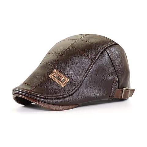 YODAOLI Trendy Leather Beret Hat for Men Cover