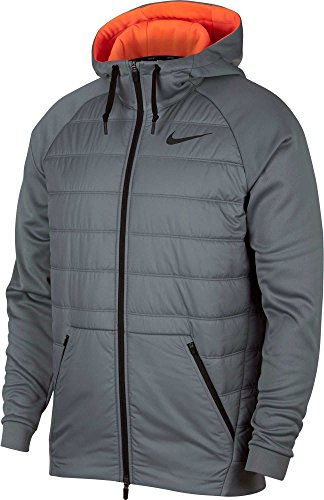 Nike Men's Winterized Therma Full Zip Jacket (COOL GREY/HYPER CRIMSON, XL)