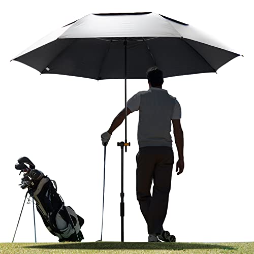 G4Free Xl Uv Golf/Beach Umbrella 72" Arc With Sand Anchor, Large Oversize Double Canopy Vented Windproof Tiltable Sun Shade Rain Umbrellas Plus Carrying Bag, Stakes, And Wind Ropes(Black/Silver) #TOP2