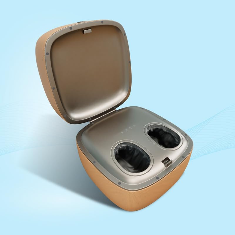 The Sleep Company Wave X Foot Massager with Ottoman | 18 Custom Massage Styles | Shiatsu Rolling & Kneading, Vibration & Heat | 2-in-1 Convertible Design | Lasts up to 10 Sessions| Suede Finish | Tan Leatherette-image-25