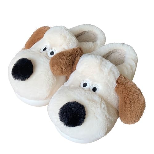Women's Puppy Slippers - warm plush, cosy and skin-friendly. Non-slip and lightweight sole.