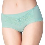 [フランデランジェリー] 綿95% サニタリーショーツ 羽根つき対応 【ゆったり楽ちん!締め付けない× W防水布で後ろ漏れ防止×蒸れない通気性】 お腹すっぽり 深履き 『夜用 ハイウエスト』 サニタリーショーツ ミント,3L 大きいサイズ