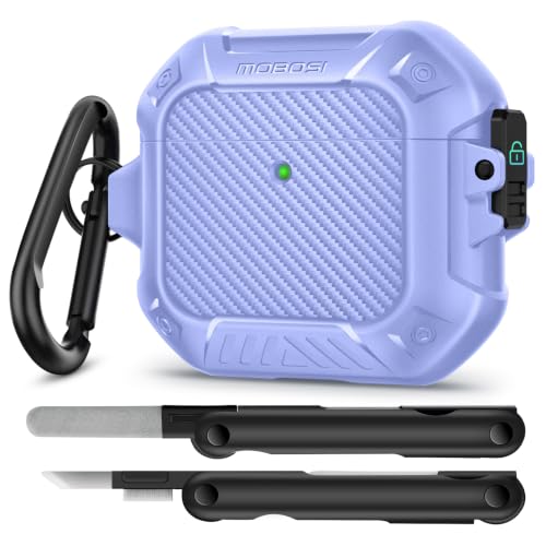Image of MOBOSI for AirPods 4 Case with Secure Lock & Carabiner, Light Blue