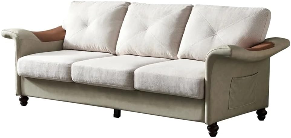 Living Room Furniture Linen Fabric Faux Leather with Wood Leg 2+3 Sectional, Items