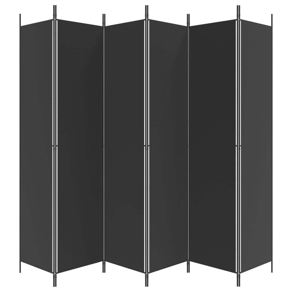 6-częściowy parawan parawan czarny z materiału 300 x 220 cm składany, uniwersalny ścianka działowa do salonu, biura, na balkon, mobilna ścianka działowa do mieszkania i komercji