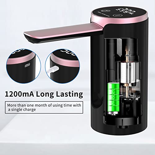 Bimver Quantitative Water Dispenser For 5 Gallon Bottle, Upgraded Led Display Touch Button 3 Quantitative Settings Drinking Water Pump, Type C Charging Foldable Low Noise Dispenser For 2-5 Gallon Jugs #TOP5