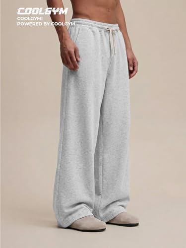 Image of Mens Baggy Sweatpants Wide Leg Loose Open Bottom Uncuffed Gym Casual Lightweight Y2K Pants Relaxed Pocket No Wrinkle