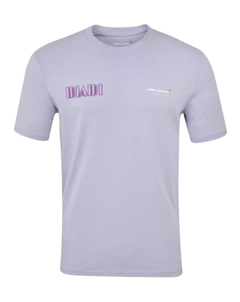 Speed down Ocean Drive in our McLaren Unisex Miami Graphic T-Shirt, Lavender, XL