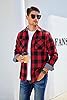 Alex Vando Mens Button Down Shirts Flannel Shirt Long Sleeve, Red/Black, 3XL #1