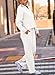 EVALESS 2 Piece Outfits for Women Fashion Lounge Sets Casual Long Sleeve V Neck Sweatshirt and Wide Leg Sweatpants Sweatsuit Matching Sets White Medium