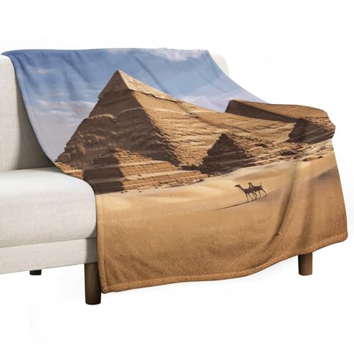 Plaid doux flanelle pour lit canapé voyage imprimé pyramide