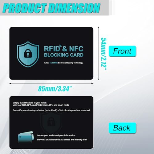 RFID Blocking Card, Contactless NFC Debit Credit Card Passport, Entire Wallet, Purse Protector for Travel Security(2 Pack)3