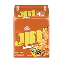 OTOKI Jin Ramen Chicken Korean Instant Ramen, Savory Chicken Broth with Vegetables, Mild Comfort Flavor, Ready in 4 Minutes, 4.23 oz Pack of 4