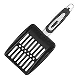 QUXVUIS Schaufel mit Halter, verstärkte Kante für Haltbarkeit und Effizienz, für Unisex Katzenstreuschaufel aus Metall mit tiefer Schaufel, Schwarz