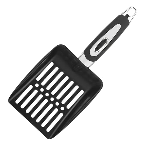 Zambuph Pelle à litière pour Chat à poussée Profonde, poignée Ergonomique et Bord renforcé pour Pelle litière pour Chat Unisexe en métal avec poussée Profonde, Noir
