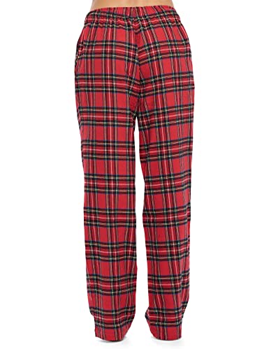 Ashford & Brooks Womens Super Soft Flannel Plaid Pajama Sleep Apparel Pants, Red Stewart Plaid, Large #TOP3