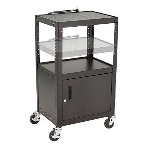 Norwood Commercial Furniture NOR-GNO1010-SO Adjustable Metal AV Cart with Locking Cabinet & Power