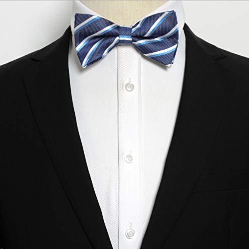 Set clásico de corbata de moño roja a rayas para hombres miniatura 7