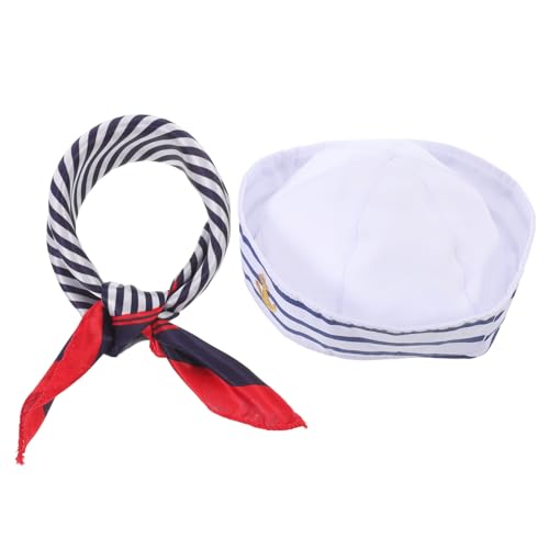 NAMOARLY Set of Captain Hat and Sailor Scarf Pirate Costume Accessories Yacht Outfit Hat for Cosplay for Boat Captain Party