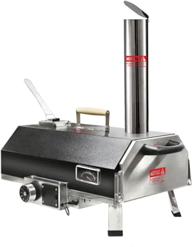 Horno de pizza portátil de 12 pulgadas para exteriores, horno de pizza de leña con termómetro integrado, estufa de pizza de acero inoxidable para