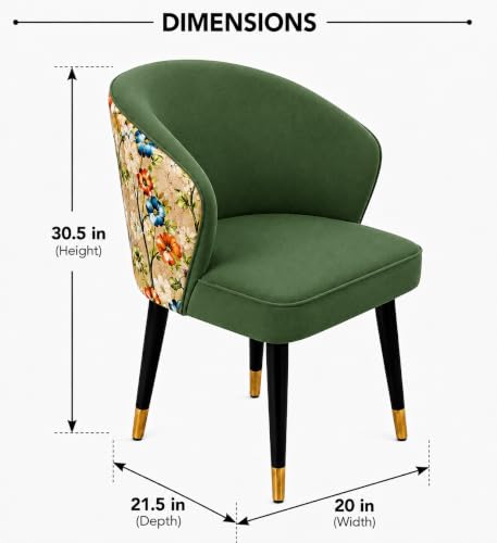 Image of WOODEN SPACE 6-Seater Wooden Dining Table Set | Nano Composite Marble Top | Solid Wood Base | Modern Dining Room Furniture with 6 Chairs (Light Green Printed)