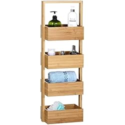 Estanteria Baño Ikea Precios CASARIA Estantería de baño de bambú 88x16x28 Carga máx. 20Kg Repisa para Cuarto de baño con 4 Estantes