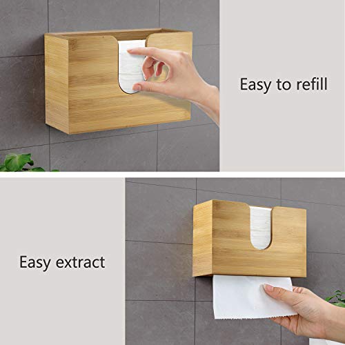 Foonii Paper Towel Dispenser Bamboo Countertop Multifold Paper Towel Holder, Hand Towel Dispenser with Wall Mount/C-Fold/Z-Fold/Trifold, for Home/Kitchen/Bathroom/Restaurant