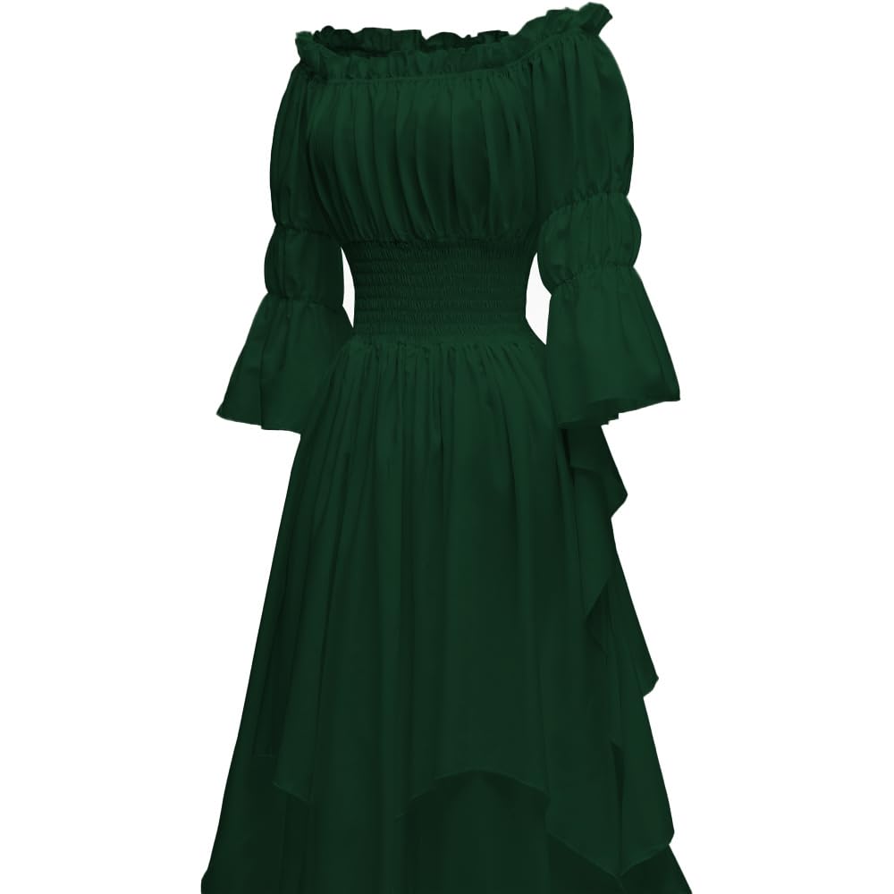 PLWEDDING Vestido de bruja gótico medieval renacentista para mujer, estilo victoriano
