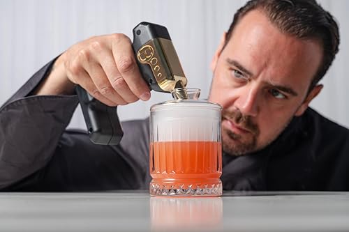 Flavour Blaster New Mini 2 Cocktail Gun Kit | Smoking Cocktail Machine with Aroma and Bubbles | Smoke Bubble Gun for Elevating Drinks & Food with flavour-Rich Clouds | Cocktail Gift Sets | Black
