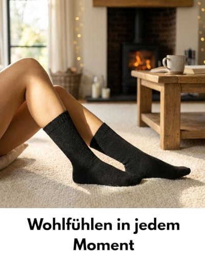 sockenkauf24 6 | 12 | 24 Paar THERMO Socken Damen & Herren Vollfrottee Wintersocken Schwarz Baumwolle (43-46, 24 Paar | schwarz) - Verwendungsansicht 7 | TV | Video | Foto